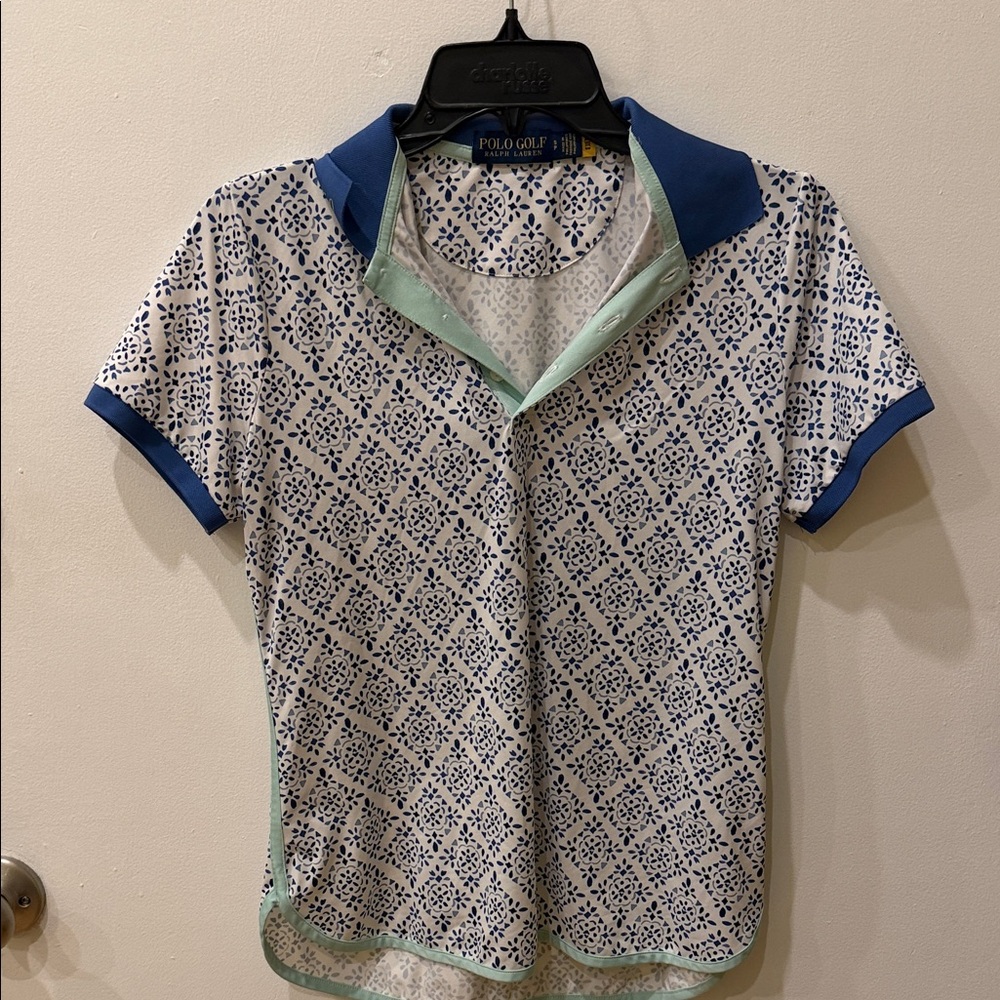 Polo Golf Blue and White Patterned Women's Button Down Shirt